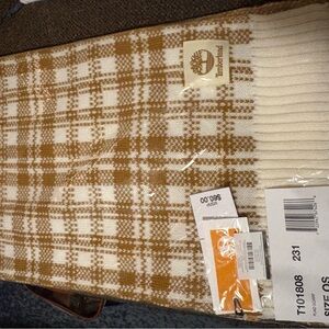 Timberland Checkered Scarf in Tan and Cream